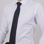 Set of Tie & Button Up Shirt // Navy Striped +  White (L)