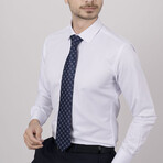 Set of Tie & Button Up Shirt // Orange + White & Navy (S)