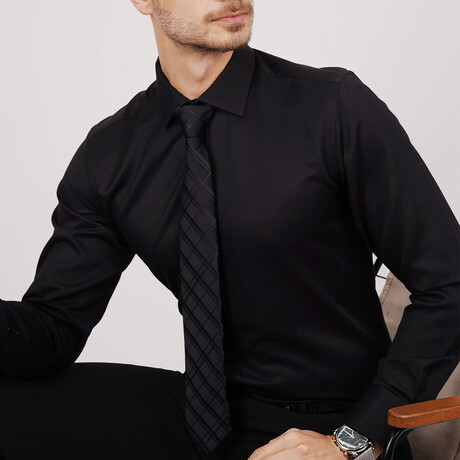 Set of Tie & Button Up Shirt // Black (XS)