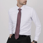 Set of Tie & Button Up Shirt // Burgundy + White (S)