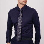 Set of Tie & Button Up Shirt // Paisley Navy + Navy (XL)