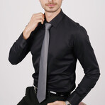 Set of Tie & Button Up Shirt // Black + Gray (XL)