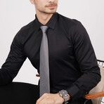 Set of Tie & Button Up Shirt // Black + Gray (XL)