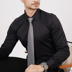 Set of Tie & Button Up Shirt // Black + Gray (2XL)