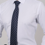 Set of Tie & Button Up Shirt // Orange + White & Navy (M)