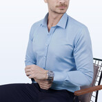 Set of Tie & Button Up Shirt // Navy Solid + Light Blue (M)