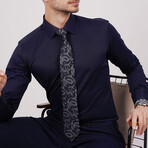 Set of Tie & Button Up Shirt // Paisley Navy + Navy (XL)