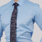 Set of Tie & Button Up Shirt // Paisley Navy + Light Blue (M)