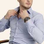 Set of Tie & Button Up Shirt // Burgundy + Light Blue (XL)
