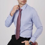 Set of Tie & Button Up Shirt // Burgundy + Blue (XS)