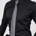 Set of Tie & Button Up Shirt // Black + Gray (L)