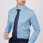 Set of Tie & Button Up Shirt // Orange + Light Blue & Navy (XS)