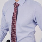 Set of Tie & Button Up Shirt // Burgundy + Blue (S)