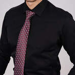 Set of Tie & Button Up Shirt // Burgundy + Black (XL)
