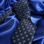 Set of Tie & Button Up Shirt // Orange + Light Blue & Navy (XS)