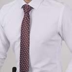 Set of Tie & Button Up Shirt // Burgundy + White (L)