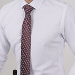 Set of Tie & Button Up Shirt // Burgundy + White (XL)