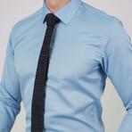 Set of Tie & Button Up Shirt // Navy + Light Blue (S)