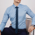 Set of Tie & Button Up Shirt // Indigo + Light Blue (XS)