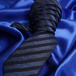 Set of Tie & Button Up Shirt // Navy Striped + Light Blue (L)