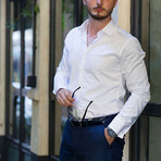 Set of Tie & Button Up Shirt // Indigo + White (L)