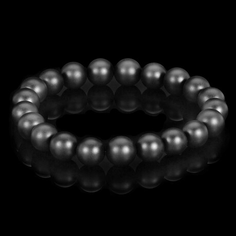 Matte Onyx Stone Bead Stretch Bracelet // 8.25"