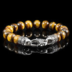 Tiger Eye Stone + Antiqued Stainless Steel Clasp // 8"