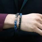 Sodalite Stone + Antiqued Stainless Steel Clasp // 8"