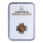 1863 Indian Head Cent // NGC Certified MS62 // Deluxe Collector's Pouch