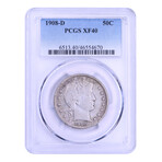 1908-D Barber Half Dollar // PCGS Certified XF40 // Deluxe Collector's Pouch