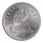 1891-S Seated Liberty Quarter // PCGS & CAC Certified // Deluxe Collector's Pouch