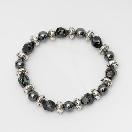 Dell Arte // Hematite Black Crystal Beads + Stainless Steel Bracelet // Multicolor