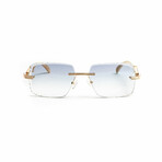Men's // 18KT Gold Drone Buffalo Horn Sunglasses - Diamond Cut // White + Gold + Gradient Gray