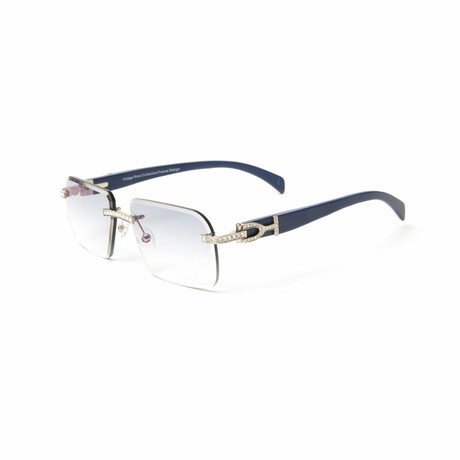 Men's // Swarovski Sunglasses // Blue + Silver + Gradient Gray