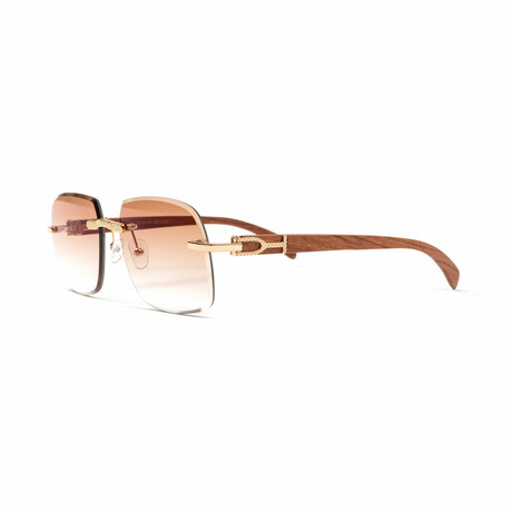 Men's // 18KT Gold Plated Square Sunglasses // Brown + Gold + Gradient Brown