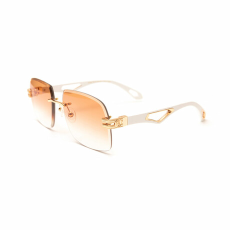 Men's //  24KT Gold Infamous Sunglasses // White + Gold + Gradient Brown