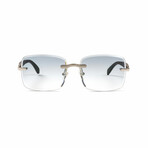 Men's // 18KT White Gold Plated Sunglasses // Black + White Gold + Gradient Gray