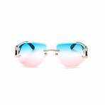Men's //  Legend Sunglasses // Black + Silver + Gradient Blue + Pink