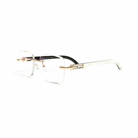 Men's 18KT Gold Plated White Buffalo Horn Eyeglasses
