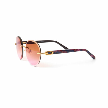 Unisex // 24KT Gold Santos Sunglasses // Gold + Blue + Pink + Gradient Brown + Pink