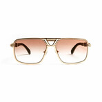 Men's // Brigade Square Aviator Sunglasses // Black + Gold + Gradient Brown