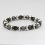 Dell Arte // Hematite Black Crystal Beads + Stainless Steel Bracelet // Multicolor