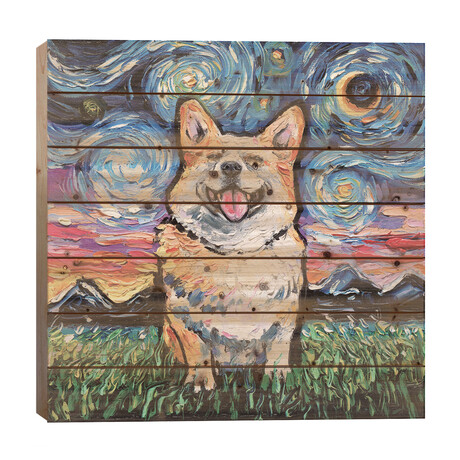 Smiling Corgi Night by Aja Trier (26"H x 26"W x 1.5"D)