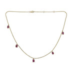 14K Yellow Gold Ruby Necklace 16-18" Adjustable Chain