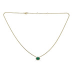14K Yellow Gold Diamond + Emerald Necklace 16-18" Adjustable Chain // Style 1