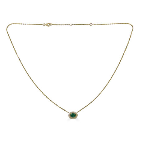 14K Yellow Gold Diamond + Emerald Necklace 16-18" Adjustable Chain // Style 2
