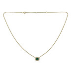 14K Yellow Gold Diamond + Emerald Necklace 16-18" Adjustable Chain // Style 2