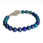Dell Arte // Lapis Lazuli Bracelet with Stainless Steel Inserts // Blue