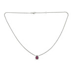 14K White Gold Diamond + Ruby Necklace 16-18" Adjustable Chain // Style 1