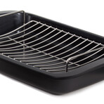 Graphite Non-stick Recycled Cast Aluminum Roaster with Removable Rack 16.5" X 11" X 2.75"